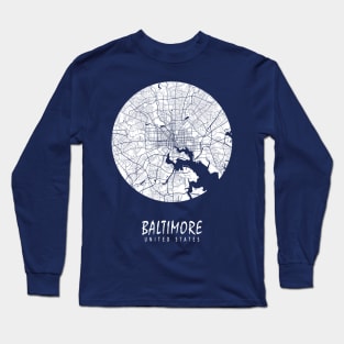 Baltimore, Maryland, USA City Map - Full Moon Long Sleeve T-Shirt